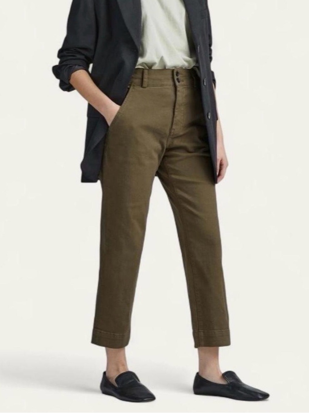 Everlane Organic Straight-Leg Pant in
Beech Olive - Size 2